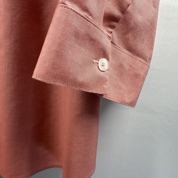 Chicos Women's Top Blouse Size Large Salmon Button UP 3/4 Sleeve 100% Cotton - Picture 5 of 9